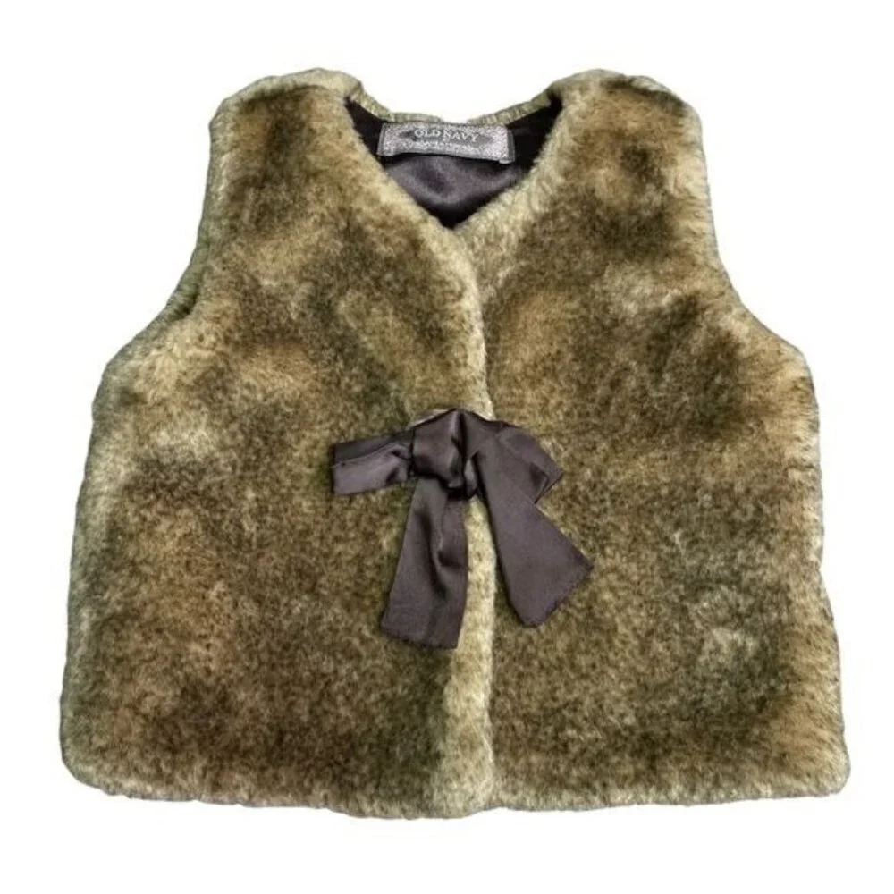 Old Navy Faux Fur Vest Brown Girls Size 4T